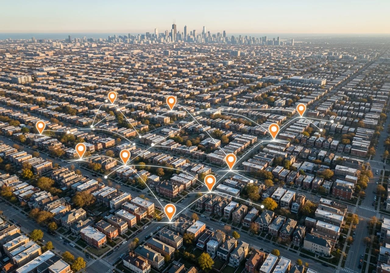 Chicago Roofing SEO Service Areas - Neighborhood Coverage Map for Local Search Optimization